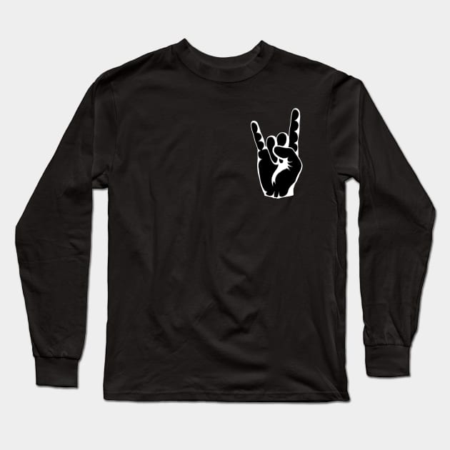 RAISE YOUR HORNS! Black and White Long Sleeve T-Shirt by GodxanGalactic